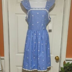 Blueberi Boulevard Blue and White Eyelet Ruffled Sundress